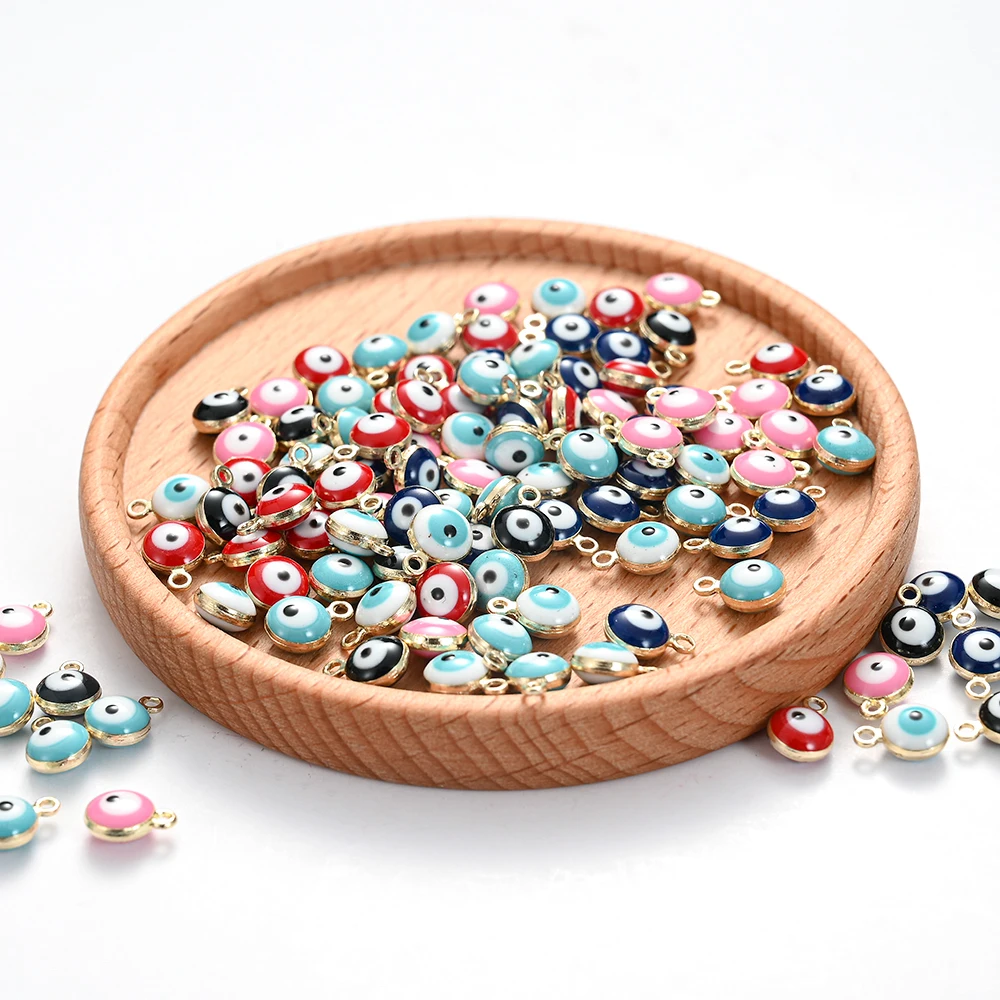 10 шт. разноцветные эмалевые подвески из сплава сглаза для изготовления ювелирных