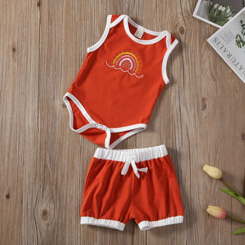 Новинка 2019 одежда с радужной вышивкой для новорожденных девочек и мальчиков