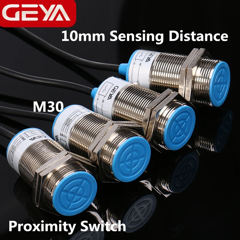 

GEYA 10mm Sensing Distance Proximity Switch NPN PNP DC 10-30V Proximity Sensor DC 2 Wire 4 Wire NO NC M30 Screw Size