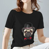 fashion womens clothing t shirt casual black classic basic o neck female youth cute dog print top commuter soft short sleeves