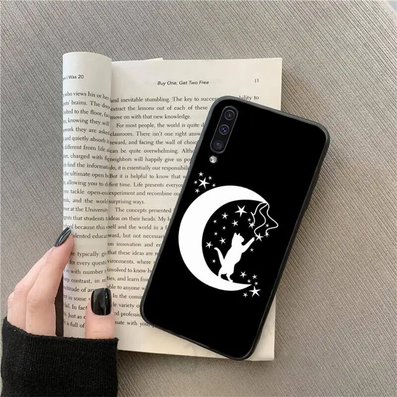 

moon cat animal cute art Phone Case For Samsung galaxy S 9 10 20 A 10 21 30 31 40 50 51 71 s note 20 j 4 2018 plus