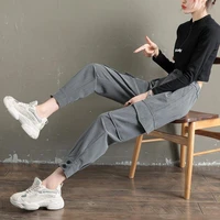 fashion cargo pants woman 2021 spring autumn thin slim high waist loose suit casual sweatpants women vintage streetwear