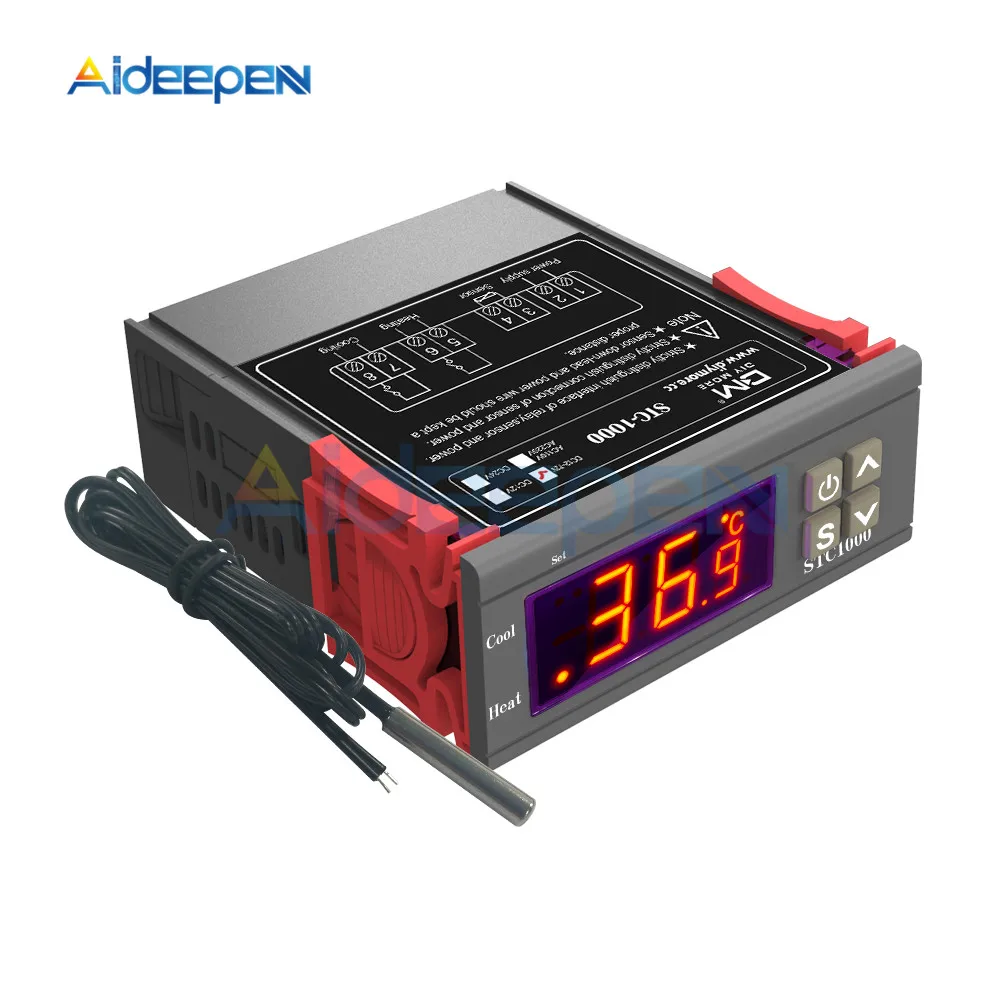 DST1000 STC-1000 12 В 24 в 110 В 220 В светодиодный цифровой регулятор температуры инкубатор терморегулятор Термостат с нагревателем охладитель