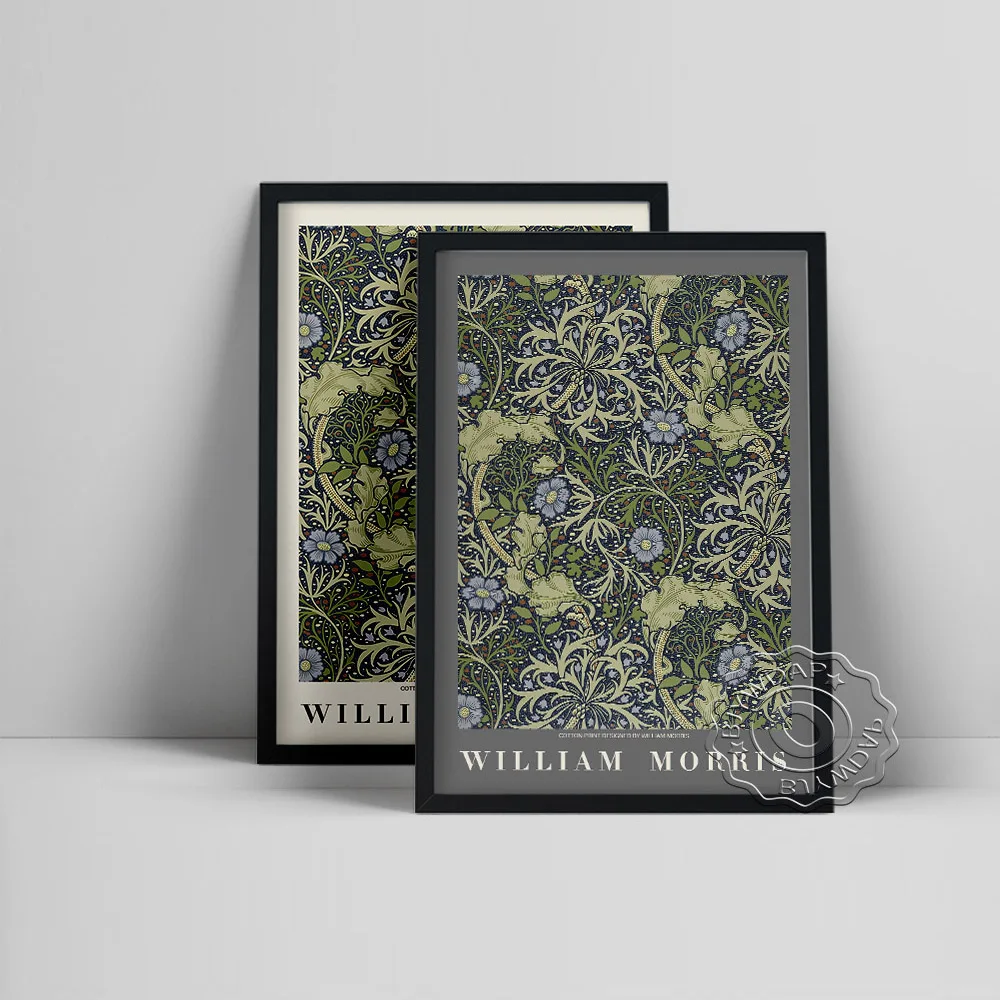 

William Morris Exhibition Museum Poster, Botanical Fabric Floral Print Art Canvas Painting, Flowers Textile Pattern Home Decor