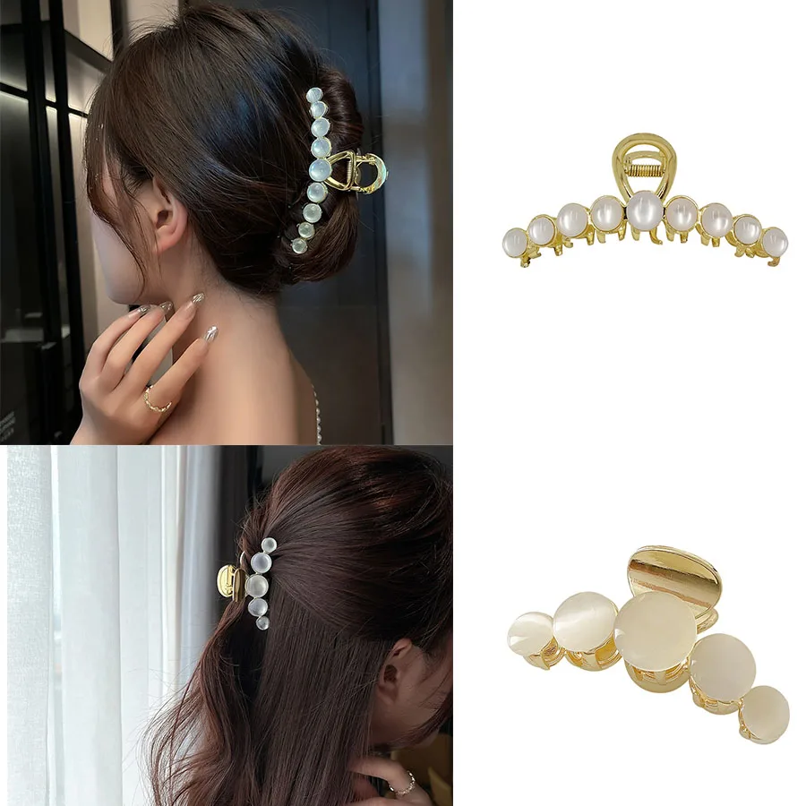 

2021 NEW Arrival Elegant Opal Women Shark Hair Clip Gold Grip Tightly Back Of The Head Exquisite and Special Hair-Accessories