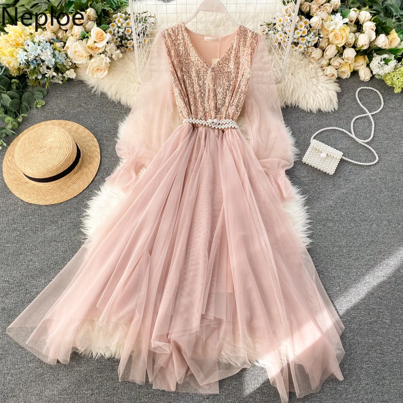 Шикарное вечернее платье Neploe в ретро дворцовом стиле Сетчатое лоскутное