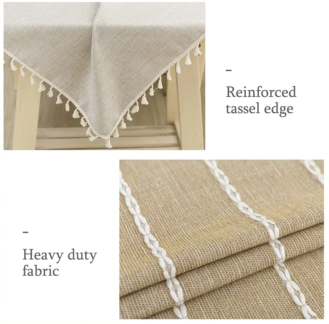 Waterproof Rectangle Tablecloth Burlap Embroidery - Linen Table Cloth Rustic Fabric Heavy Duty Runner Outdoor Tablecloths | Дом и сад