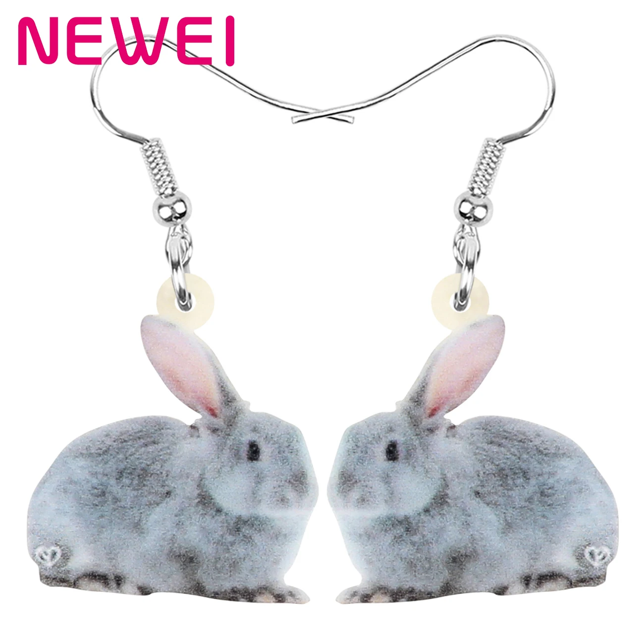

Newei Acrylic Gray Easter Hare Rabbit Bunny Earrings Lovely Pet Animal Dangle Drop Jewelry For Women Kid Festival Gift Accessory