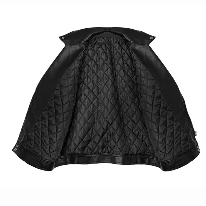 

2020 Women Black PU Leather Jacket Loose Turn-down Collar Spring Zipper Fashion New Women's Wild Thicken Faux Leather Fur Coat