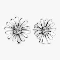 2020 fashion 100 925 sterling silver earrings pink daisy flower stud earrings women anniversary engagement jewelry gift