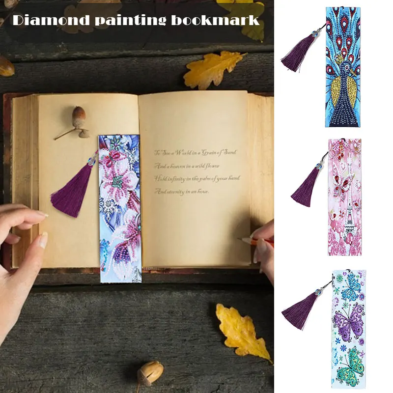 

5D Diamond Painting DIY Bookmarks Leather Tassel Bookmark Beaded Bookmark Adults Bookmarks Arts Craft Gift Boekenlegger