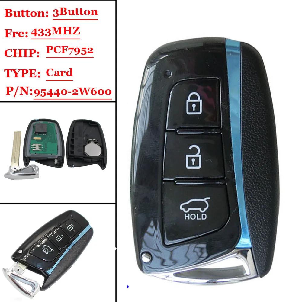 Смарт ключ подходит для HYUNDAI 95440 2W600 Santa Fe IX45 433 МГц с чипом ID46 (7952) Автоматический