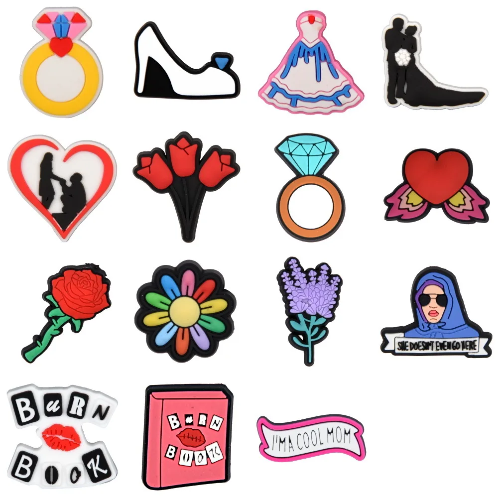 

Lover Sweet Style Shoe Charms Accessories Flower Pink Cute Girl Series PVC Shoe Decoration For Croc JIBZ Kids Party X-mas Gift