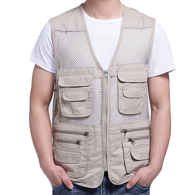 

Outdoor Fishing Photography Multi-pocket Mesh Vest Cotton Vest Men's Shoulder Thin Summer Mesh Vest Mens Jacket Coat Men
