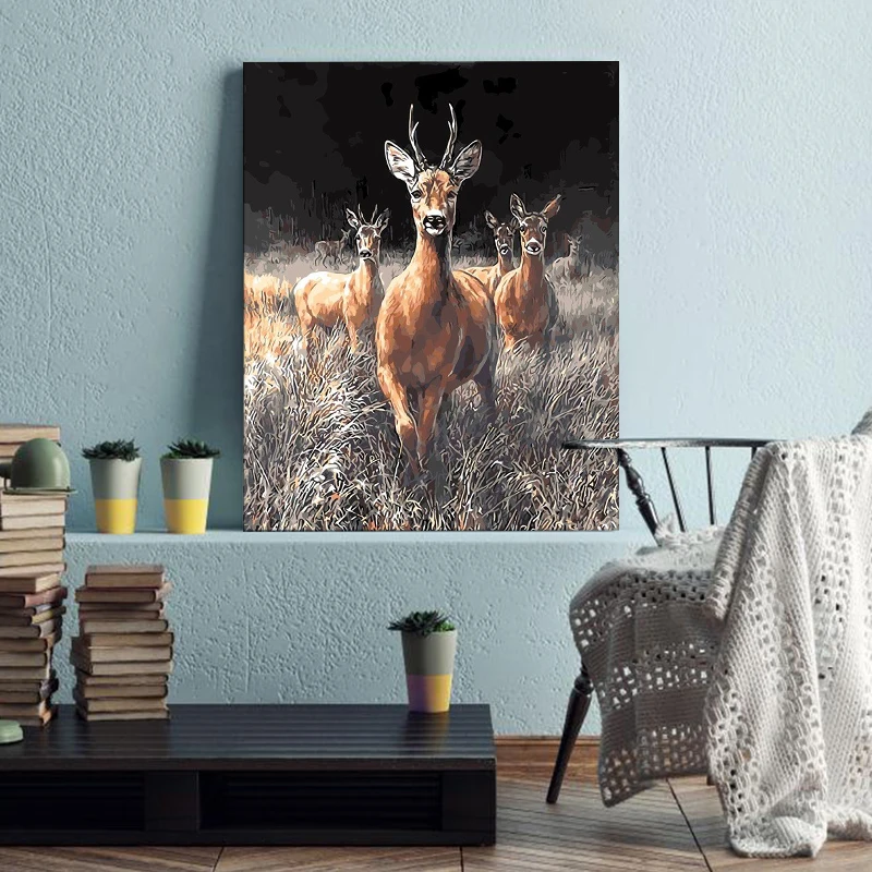 

Набор для рисования «сделай сам», цифровой холст с изображением лося Group, животных, цельный классический пропилен