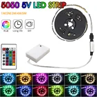 Светодиодная лента 5050, Гибкая RGB-лампа для украшения аккумулятора, пульт дистанционного управления, лампа для телевизора, зеркала, кабинета, спальни