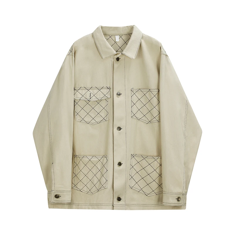 

Fashion 2021 Autumn Winter Women's Korean Full Sleeve Lapel Pocket Button Coats Streetwear Vintage Loose Tooling Jacket Female