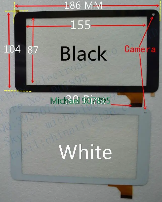 

7inch 186X104 MM FM712301KA capacitor touch screen capacitance glass for RK3168 Due Core Cortex-A9 tablet pc