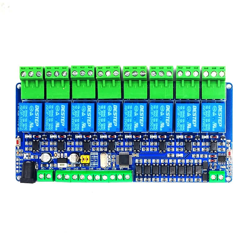Для Arduino RS485 Modbus-RTU 12В 8Bit релейный модуль TTL 8-канальный коммутатор с задержкой