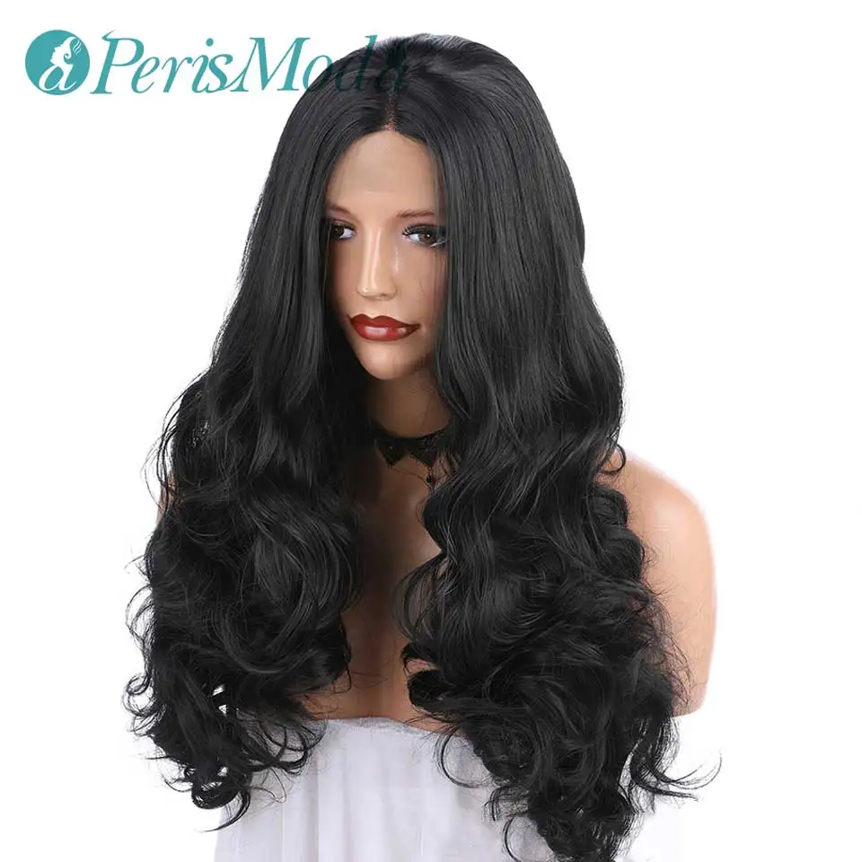 Парики из синтетических волос на сетке спереди перистоида волнистые