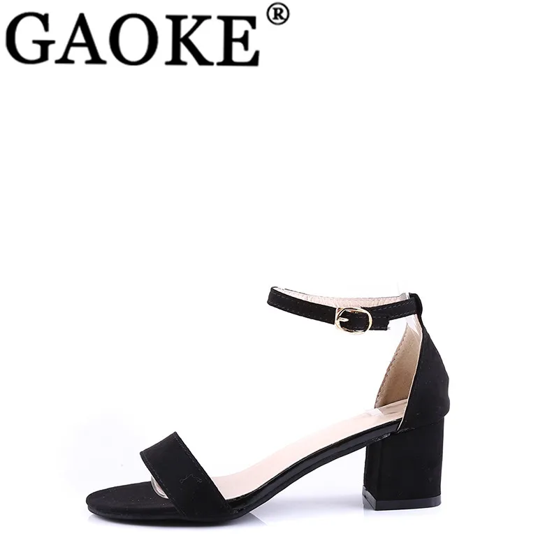 Matte Word Buckle Chunky Heel Sandals Summer Female Shoes Fashion Open Toe High Heels Large Size 35-45 | Обувь