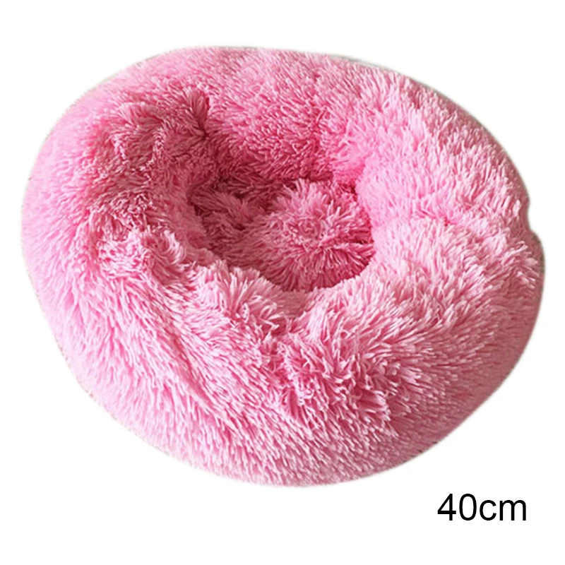 Light Pink Кровать для домашних животных, собак, кошек, теплая мягкая плюшевая кровать, успокаивающее гнездо, круглый коврик для пончиков AUG889 - Цвет: Light Pink