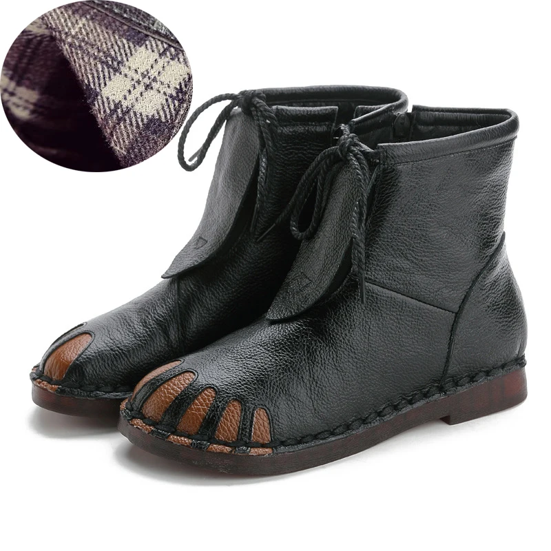 214-cotton-Black Xiuteng/женские ботинки из натуральной кожи; коллекция года; зимние женские ботинки из натуральной кожи; большие размеры 42; теплые ботинки для мамы; подарок - Цвет: 214-cotton-Black