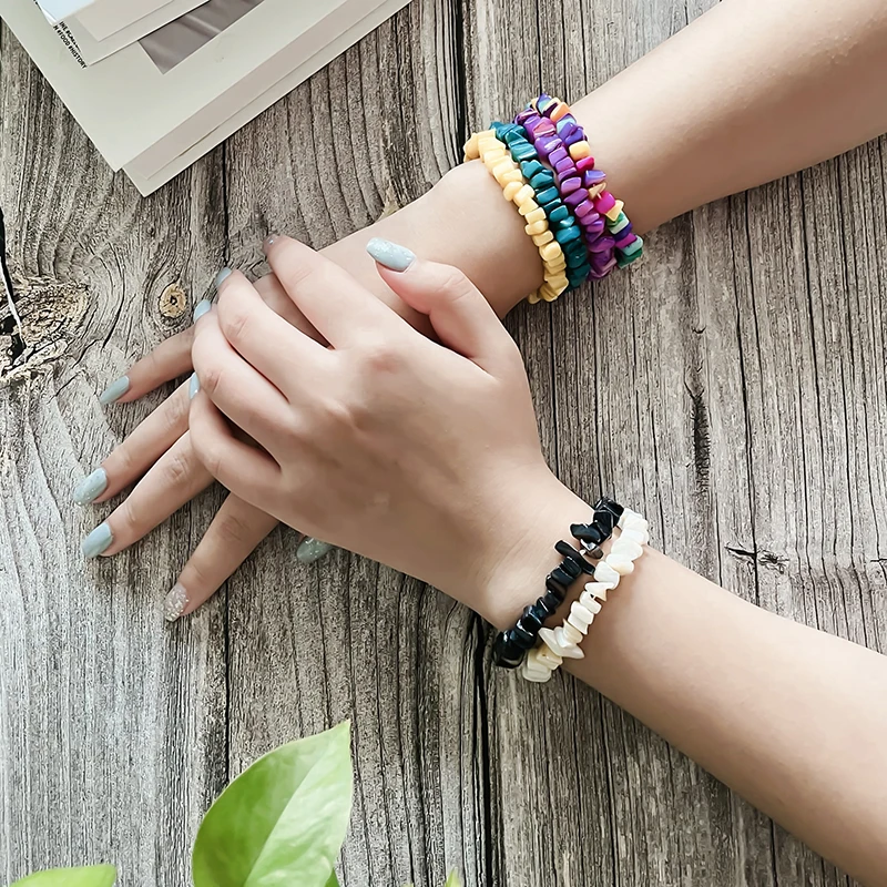 

Boho Wrap Natural Mix Color Shell Bracelet for Women Beautiful Jewelry with Natural Stone Couple Bracelets On Hand 2021 Handmade