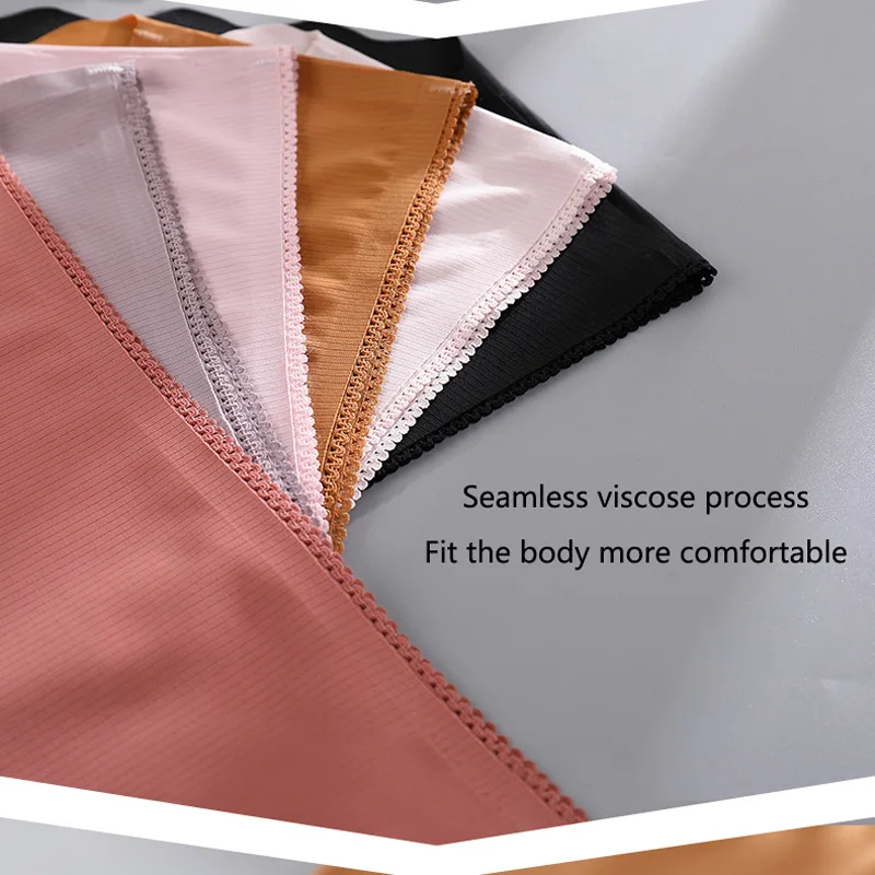 Сверхтонкое бесшовное женское нижнее белье мягкое с оборками антибактериальное