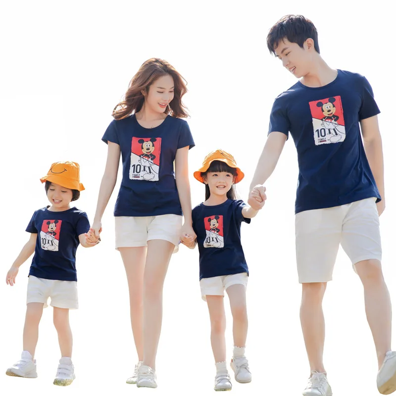 Father Mom Baby Boy Girl clothes 2020 Summer Striped T-shirt Outfits Mother And Daughter Dresses Family Matching | Мать и ребенок
