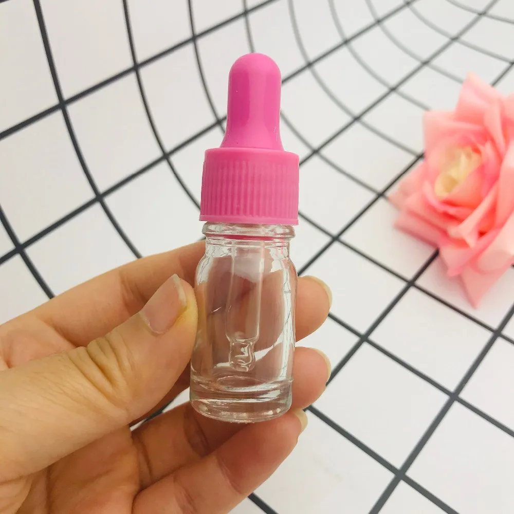 

10 мл прозрачные стеклянные бутылки с капельницей мини-проба бутылка эфирного масла с зеленым, розовым каучуком Бесплатная доставка