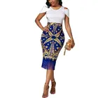 Женское Облегающее кружевное платье, свободное синее платье с юбкой до середины икры, с принтом и бахромой