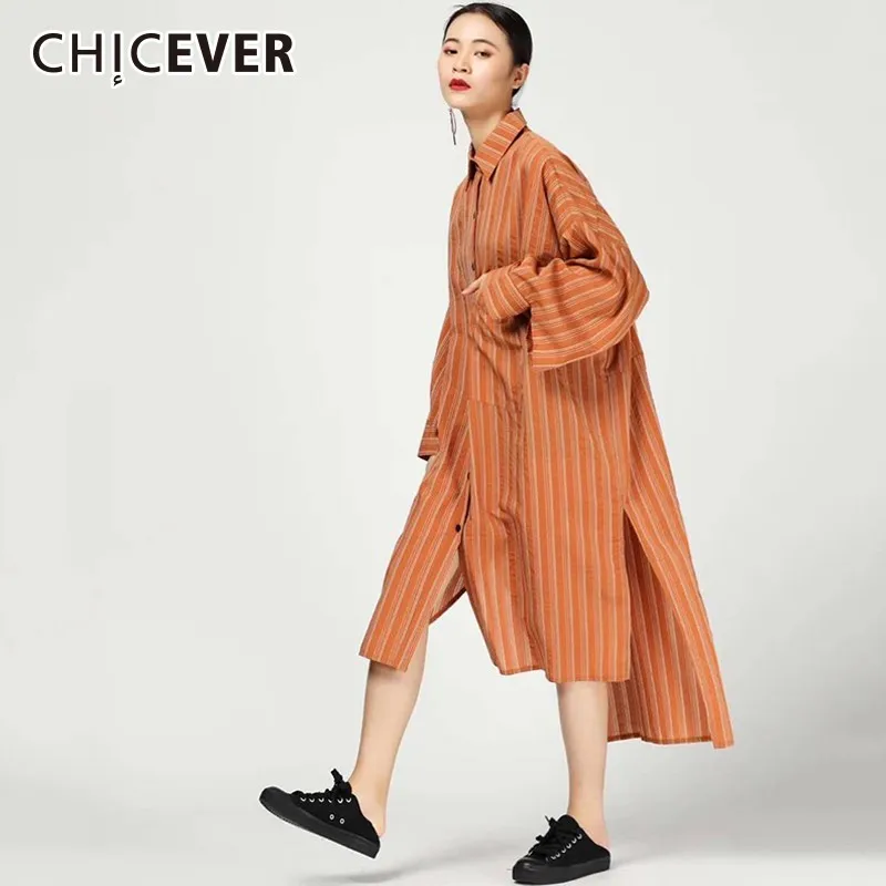 Женское платье в полоску с отложным воротником и рукавом фонариком|Женские