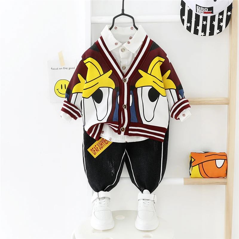 HYLKIDHUOSE Spring Baby Girls Boys Clothing Sets Toddler Infant Cartoon Coats Shirt Pants Kids Children Casual Clothes Outfit | Детская