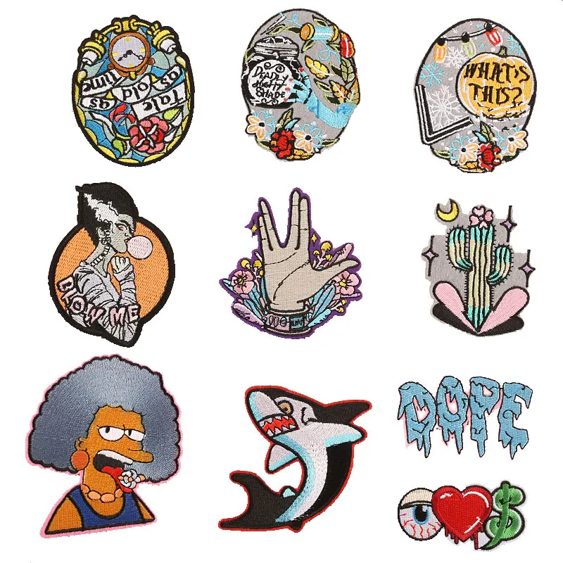 Модные женские овальные значки в виде акулы патчи для одежды наклейки полоску на