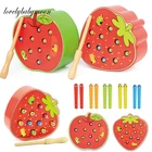 Детские деревянные игрушки Монтессори, Магнитные поймать червей, 3D пазл, развивающая игра, рыбалка, цветные математические детские игрушки для 1, 2, 3 лет