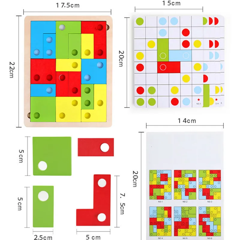 

Wooden 3D Tetris Puzzle Logical Building Game Toy Color Match Jigsaw Board Early Educational Intelligence Toys for Kids Gifts