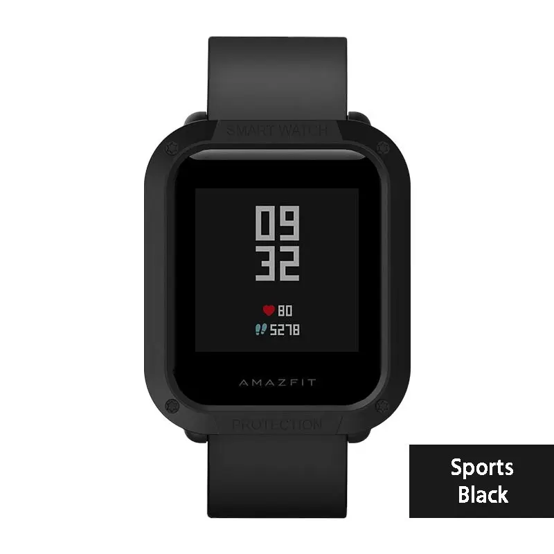 Black Многоцветный PC покрытие протектор для часов для Huami Amazfit Bip Молодежные часы чехол смарт-спорт крышка Замена аксессуары - Цвет: Black