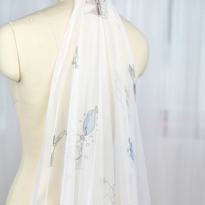 100 см X 150 кружева печать на ткани с изображением героев мультфильмов из тюлевой