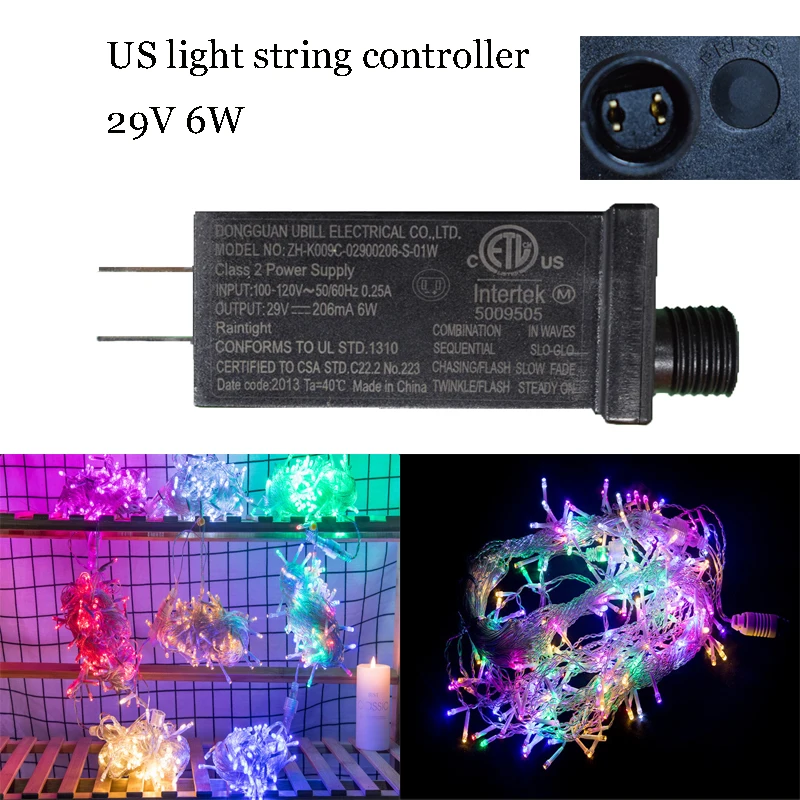 

Power adapter 29V 6W always bright/flashing drive power LED driver US power adapter for string lights LED lights