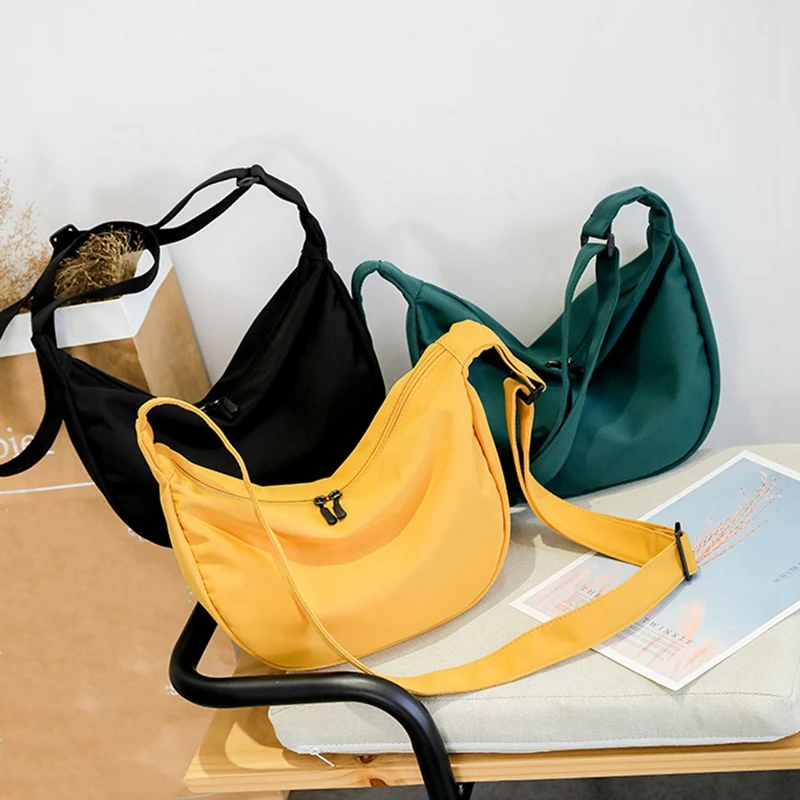 

Simple Nylon Messenger Bag Women Fashion One Shoulder Dumpling Bag Student Shoulder Bag