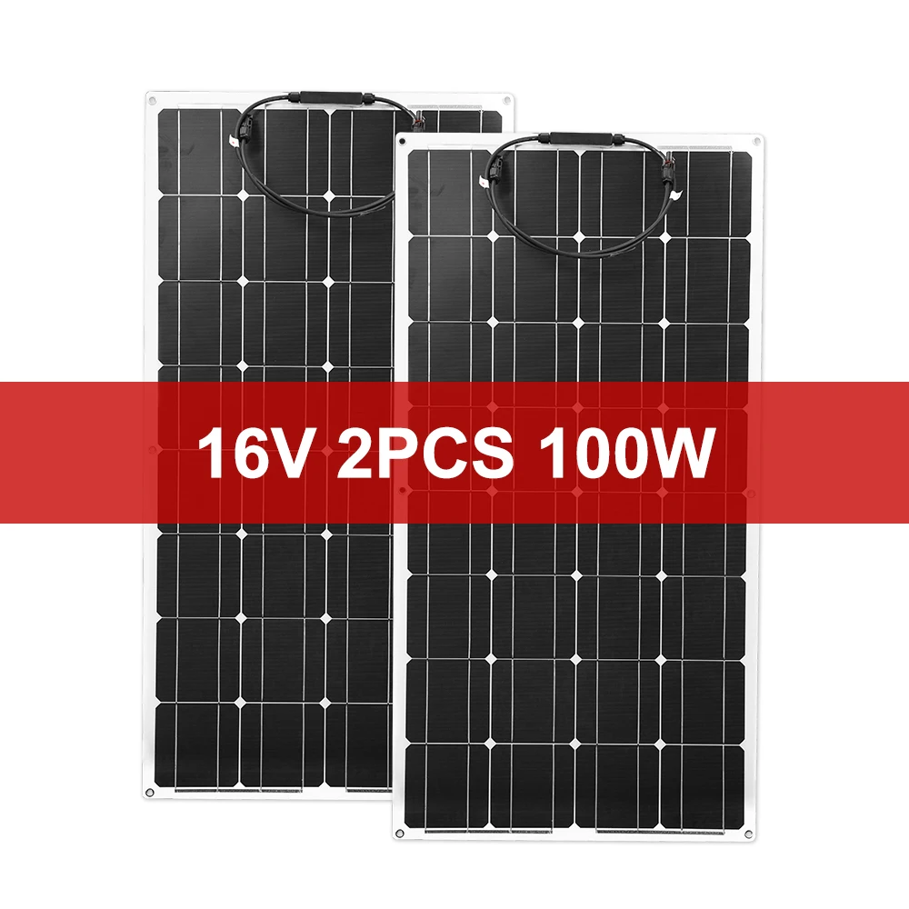 2pcs Dokio 12V 100W Гибкая солнечная панель для автомобиля/лодки высокого качества монокристаллическая Гибкая солнечная панель 100w Китай - Цвет: 2pcs