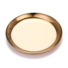 Золотой лоток для хранения из нержавеющей стали, роскошная металлическая круглая пластина, металлическая кухонная тарелка для фруктов, фотография, реквизит, домашний декор