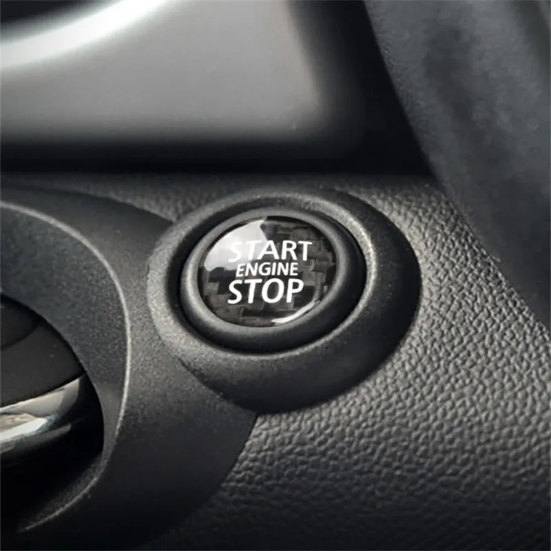 

Углеродное волокно для Mini Cooper R55 R56 R57 R58 R59 R60 R61, аксессуары, кнопка запуска двигателя автомобиля, кнопка остановки, внутренняя накладка, наклейка