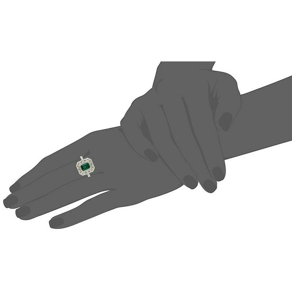 Женское серебряное и позолоченное Ювелирное кольцо с зелеными кристаллами в