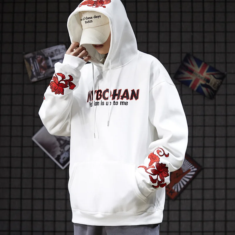 

Plus size spring and autumn men's and women's embroidered hoodie loose hip-hop trend wild jacket male ins tide