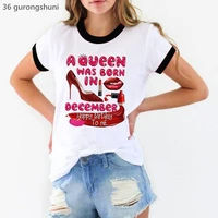 funny high shoe nail lips lipstick tshirt a queen was born in january to december graphic print t shirt women birthday gift tee