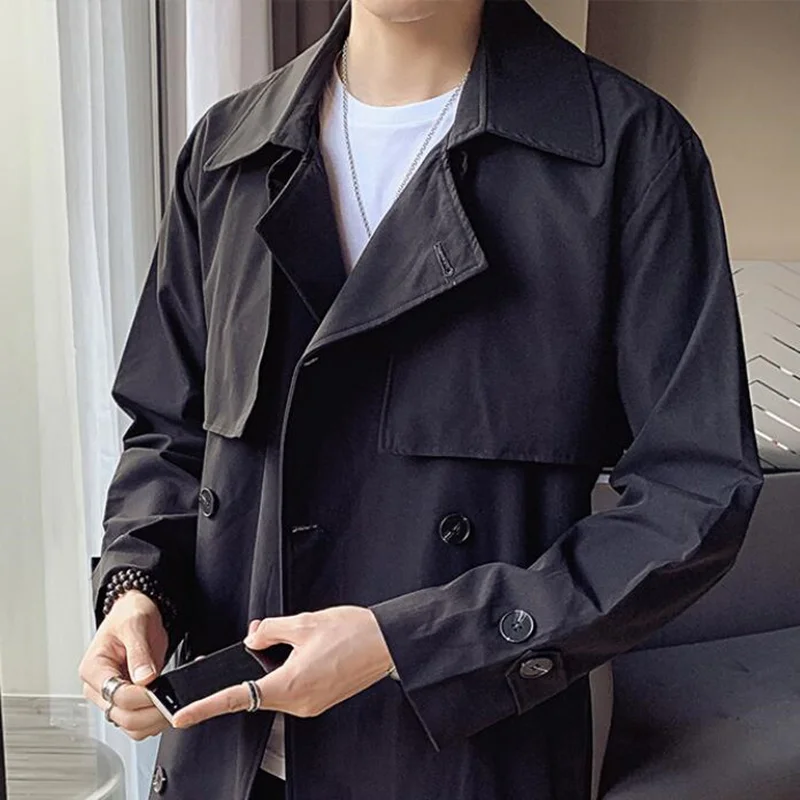 

2021 Brand clothing Men's spring High quality cotton Business Trench coats/Male slim fit Long Casual windbreaker Jackets S-5XL