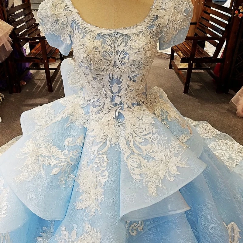 AIJINGYU For Bride With Sleeve Gowns Fabric 2021 Vintage Blue China Gownes Evening Dress Portuguese