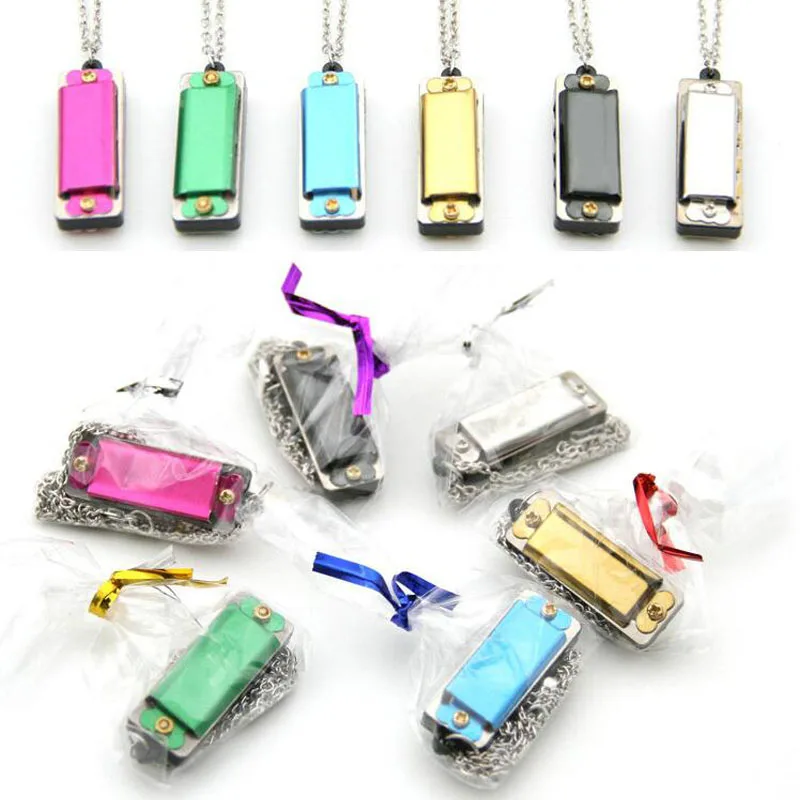 

New Mini Necklace 4 Hole 8-tone Harmonica Can Blow Songs Children Musical Instruments Toys